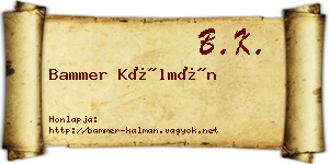 Bammer Kálmán névjegykártya
